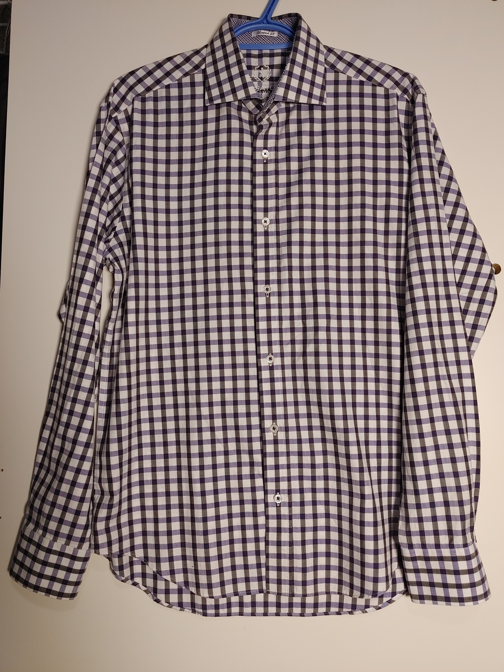 Bugatchi Purple & White Checked Dress Shirt